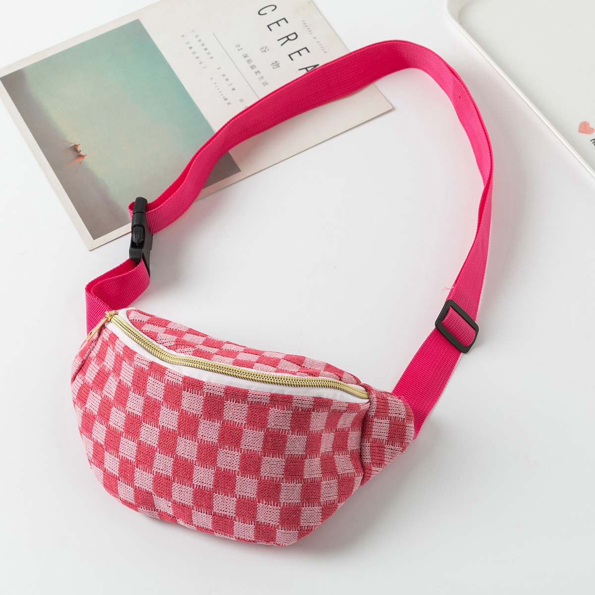 Cross-border Fashion Unisex Plaid Waist Bag photo 5