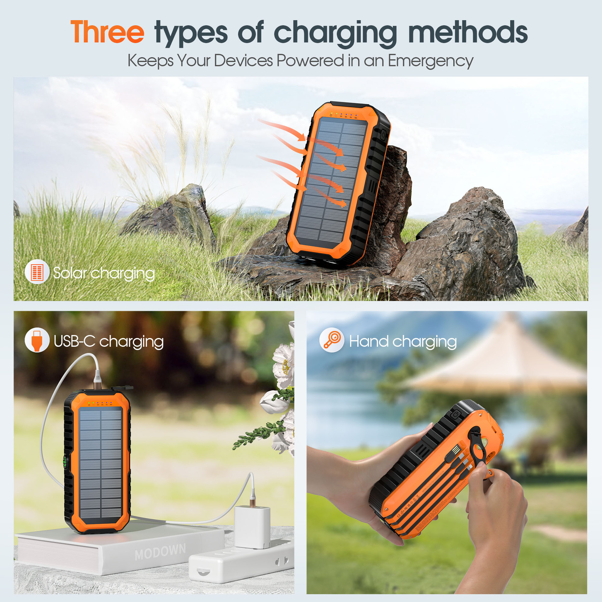 Hand-cranked Solar-powered Mobile Power Bank With Built-in Cable And Fast Charging photo 7