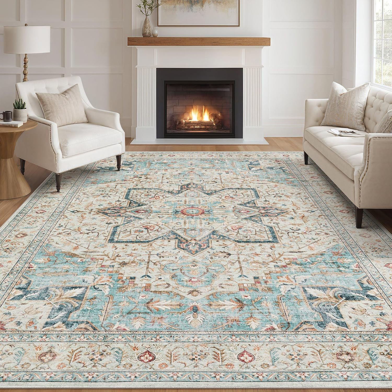 Persian-style Faux Cashmere Washable Floor Mat photo 2