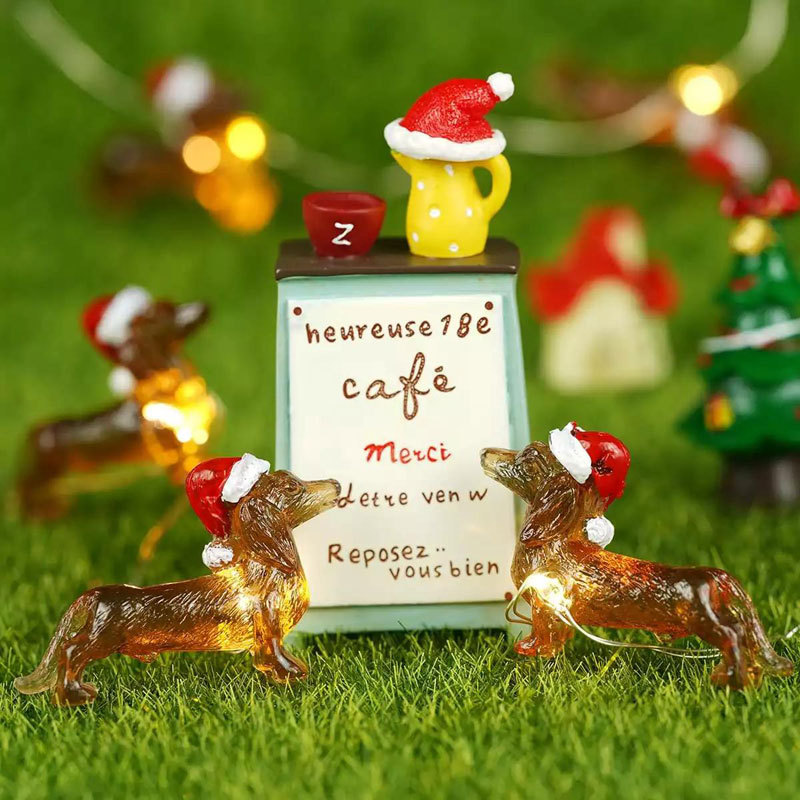 Dachshund Led Copper Wire Lamp Christmas Hat photo 1