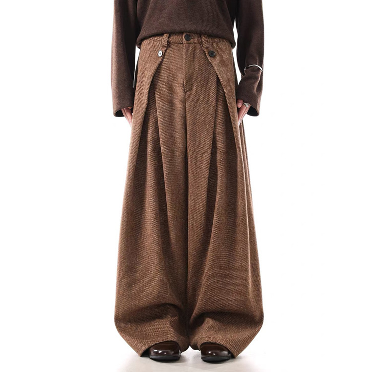 Retro Vintage-style Minimalist A-line Pleated Wool Suit Pants photo 2