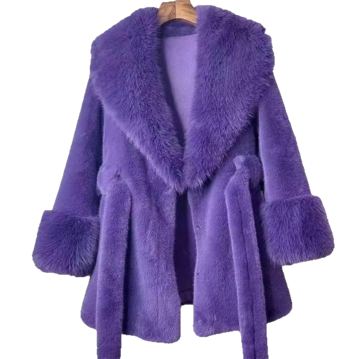 Stylish High-end Fur-and-fabric Faux Mink Coat photo 2