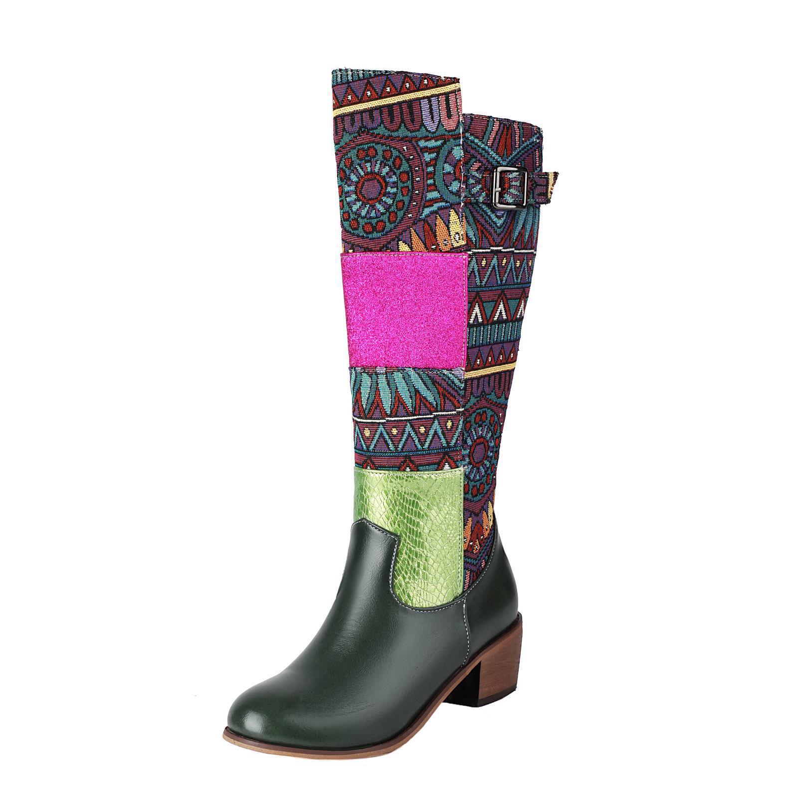 Vintage Ethnic-style Embroidered Patchwork High-top Boots photo 8