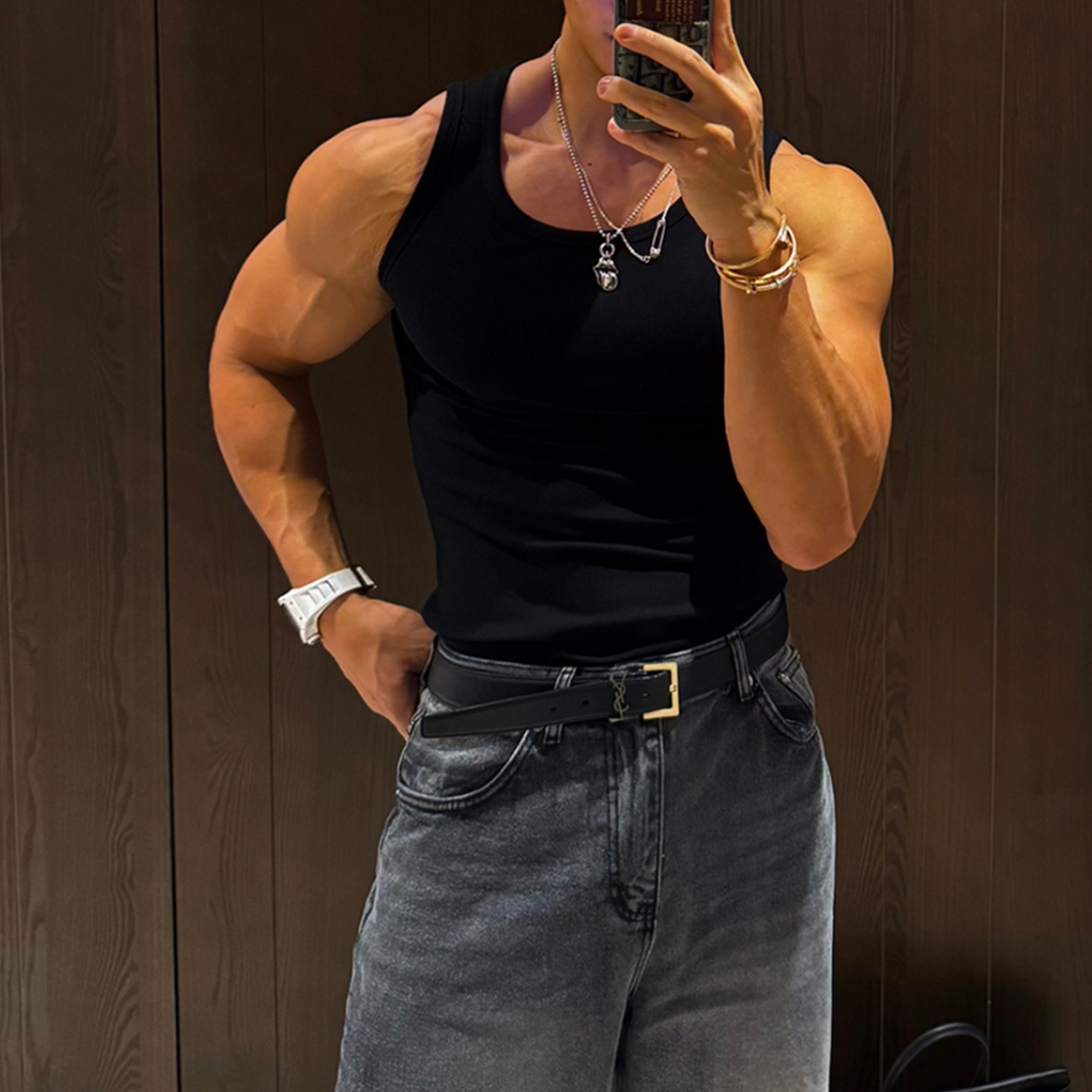 Sleeveless T-shirt Show Muscle American Sweat-absorbent Waistcoat photo 6
