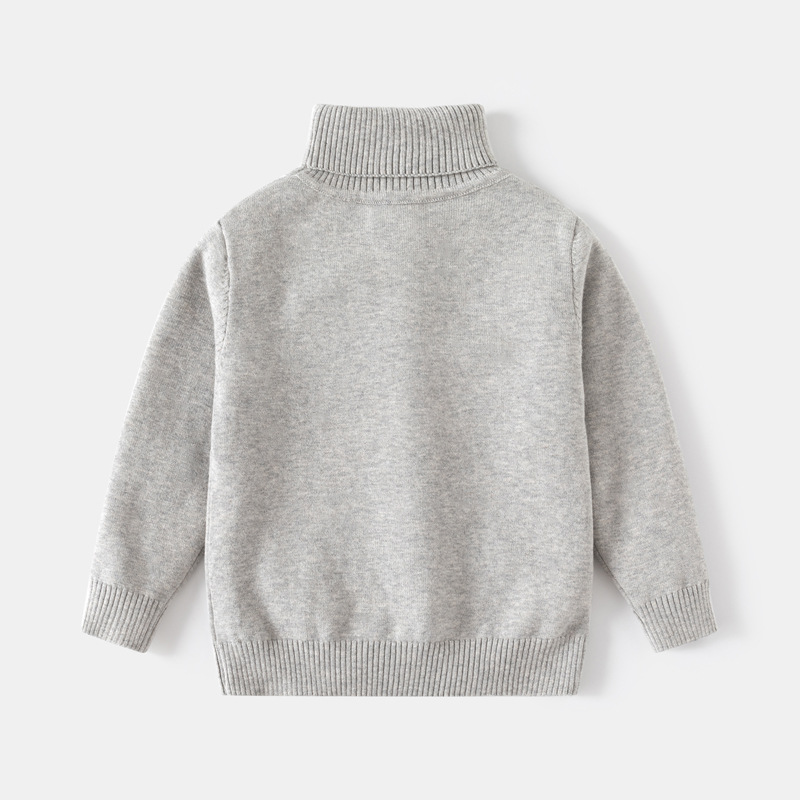 Girls And Boys Turtleneck Solid-color Sweaters photo 1