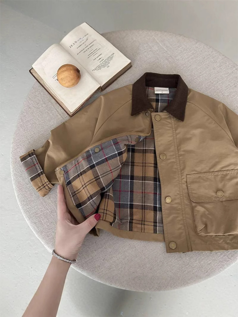Spring Boys' And Girls' Korean-Style Trendy Plaid Patchwork Jacket photo 6