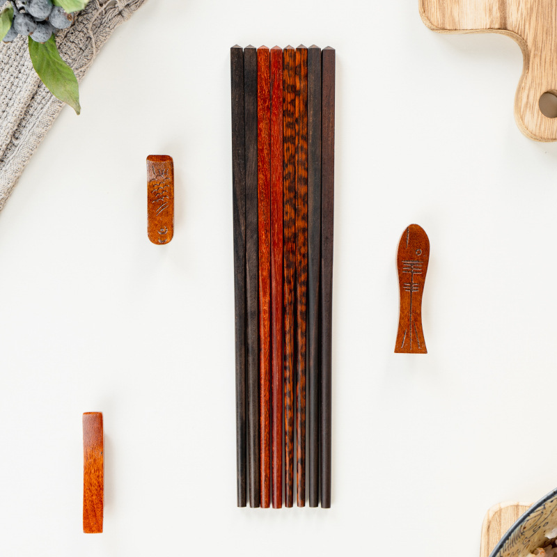 25cm Zitan Wood Mountain-Top Head Solid Wood Chinese Chopsticks photo 5