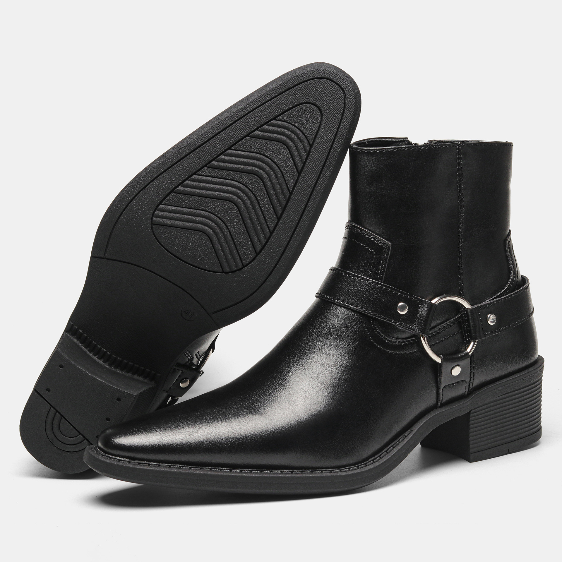 Men's Buckle-up, Height-increasing High-heeled Boots photo 5