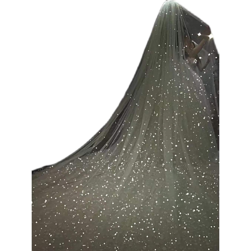 Starry Sky Sparkling Veil Double-Layer Bridal Wedding Headpiece photo 5