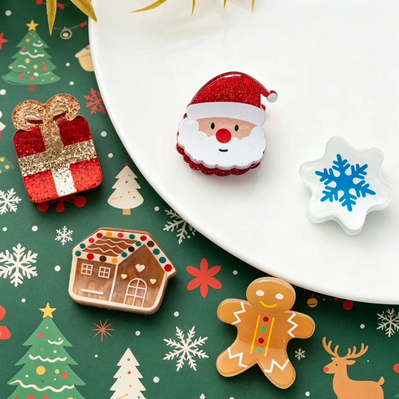 Cute Christmas Tree Santa And Snowman Hair Clip For Half-up Hairstyles photo 1