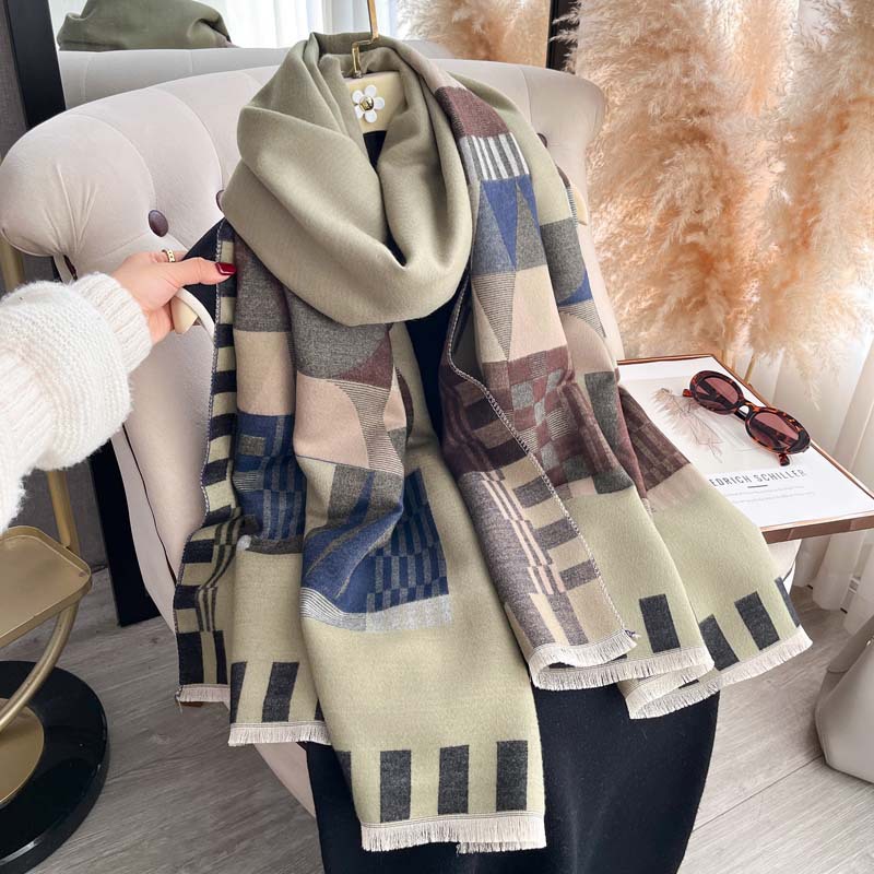 Jacquard Shawl Double-sided Thickened Scarf photo 2