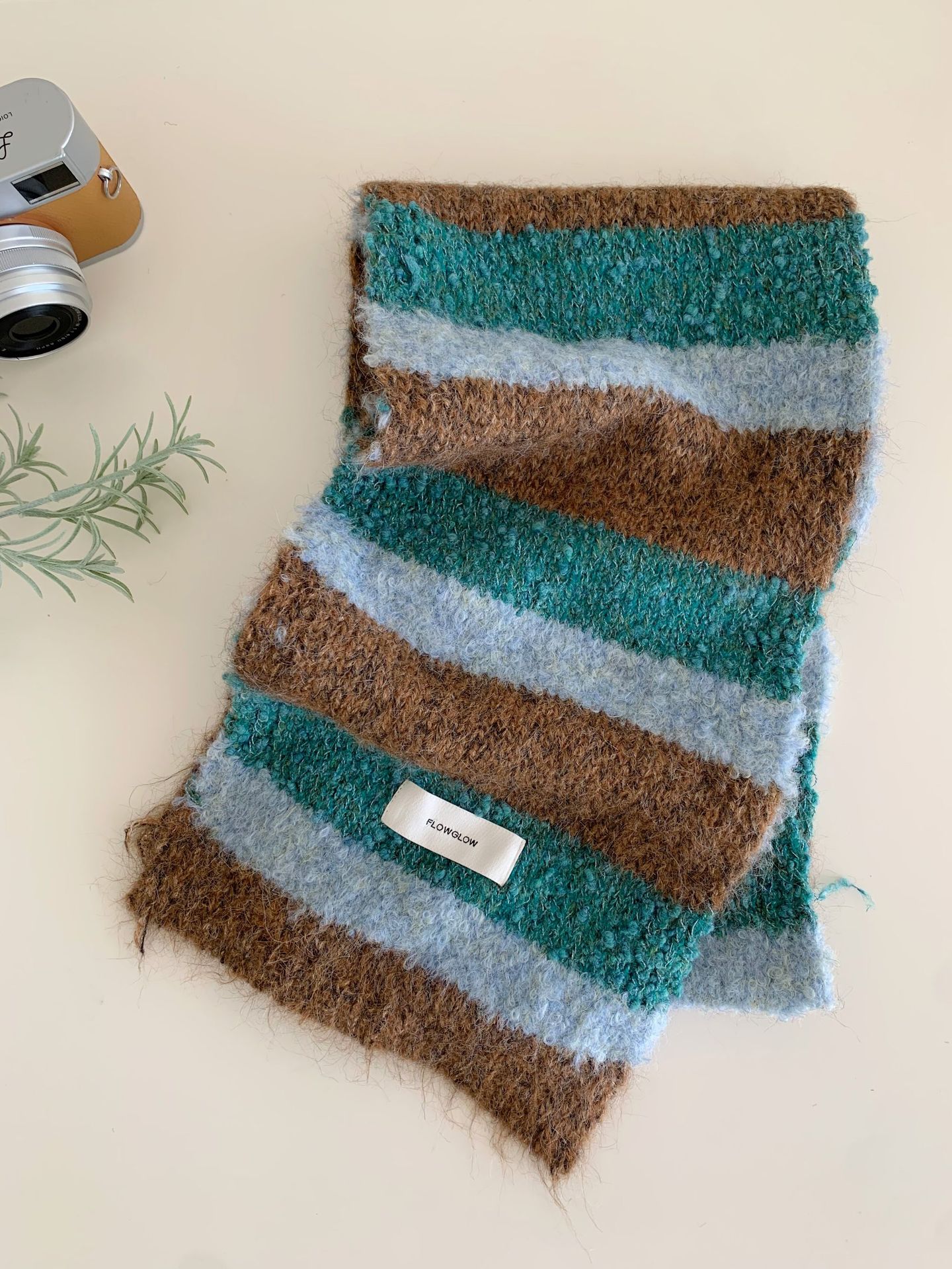 Korean-style Color-block Striped Scarf For Women photo 7