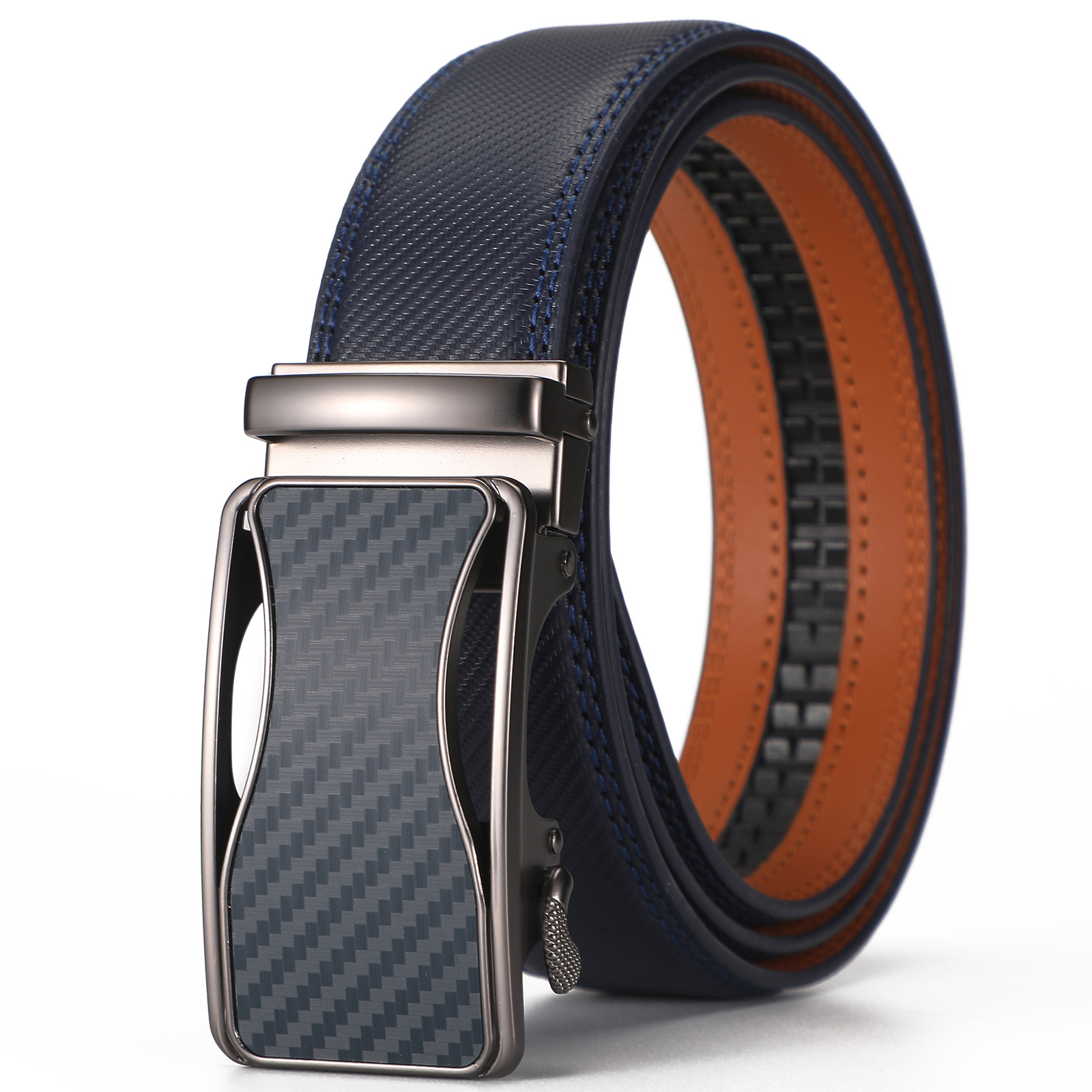 Mens Second-layer Leather Belt With Automatic Buckle photo 6