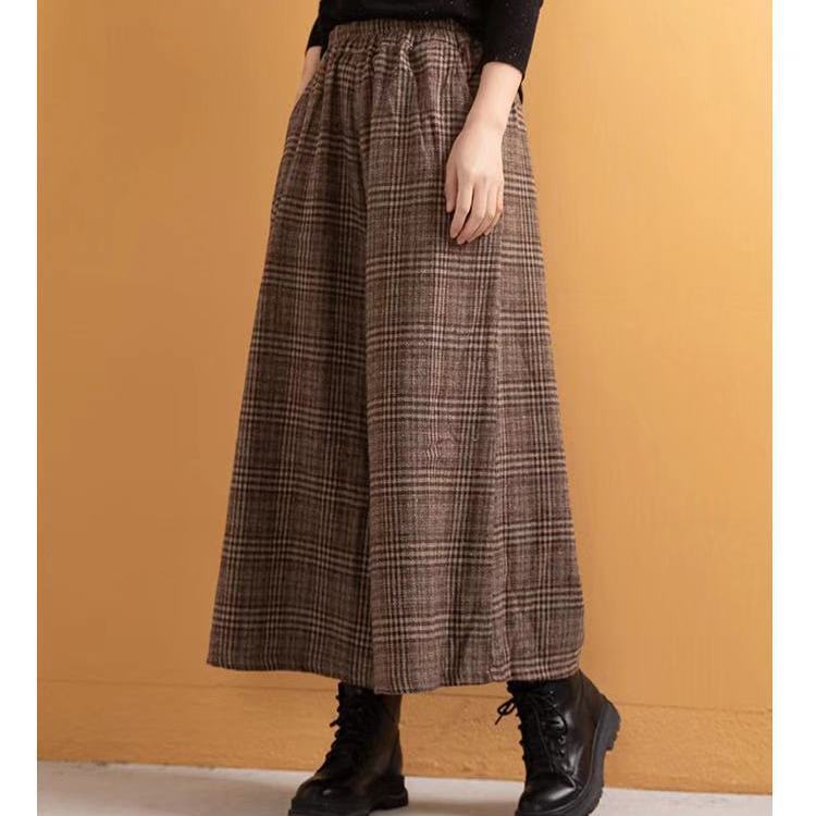 AutumnWinter Artistic Wool Plaid Wide-Leg Pants photo 4