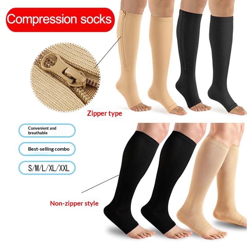 Zippered Compression Socks Open-toe Socks photo 6