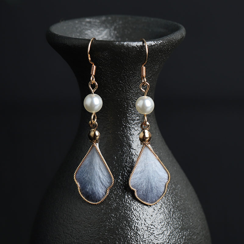 Handmade Intangible Cultural Heritage Silk-Thread Velvet Flower Earrings photo 3