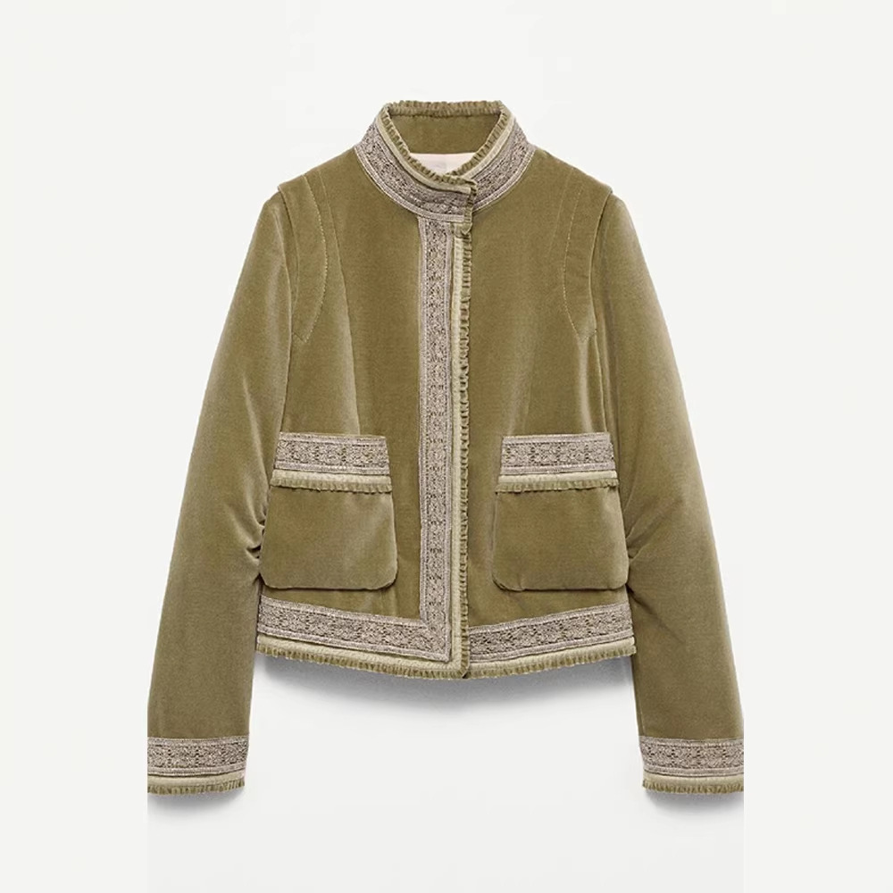 Short Lace-panelled Casual Jacket For Women photo 5