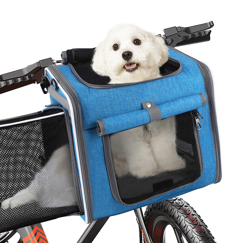 Expandable Pet Bike Carrier Bag - Breathable Portable Front Basket for Cats Dogs Outdoor Cycling Travel photo 5