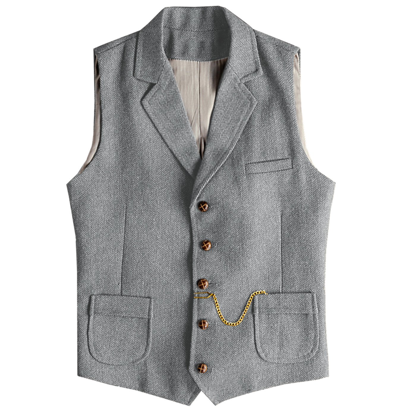 Mens New Herringbone Casual Vest photo 6