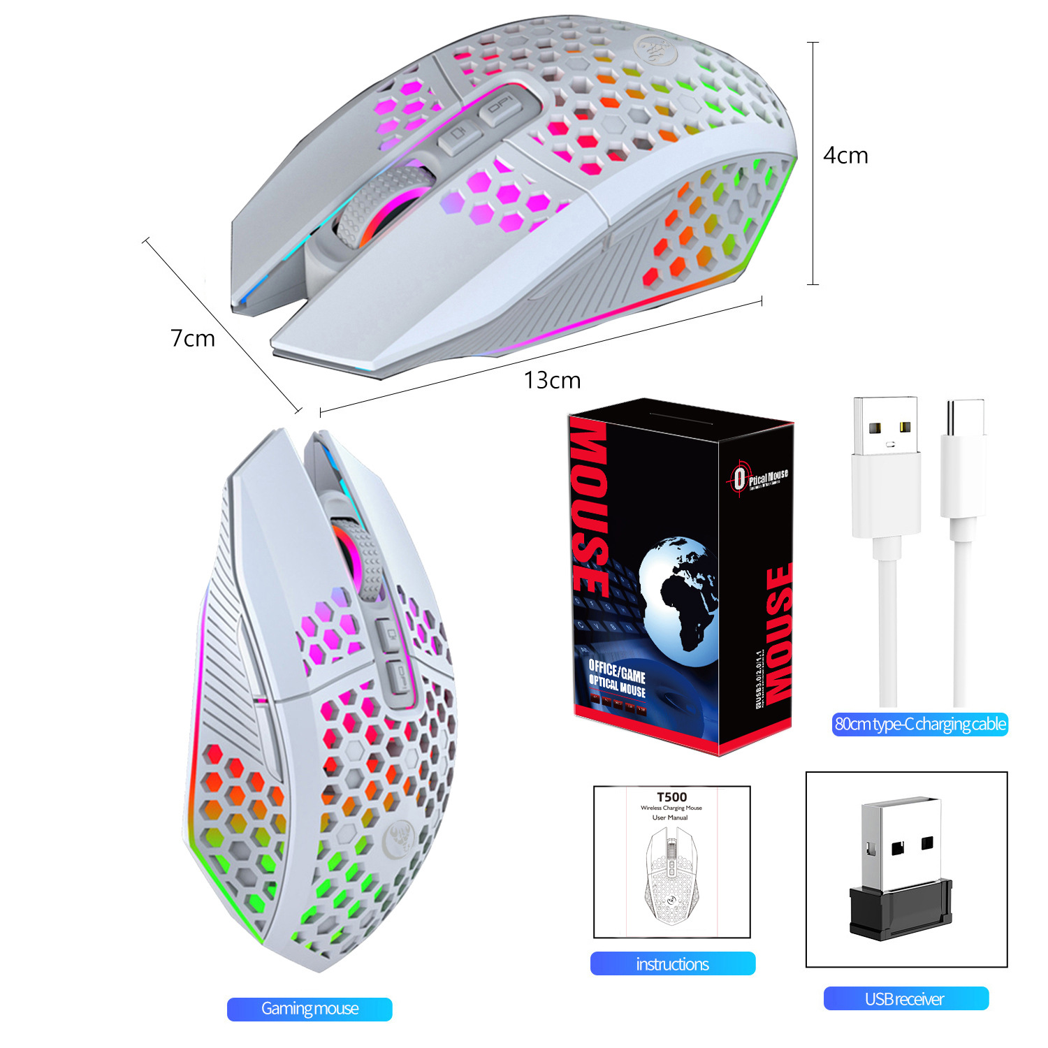 T500 Hole Mouse 24G Illuminated Rechargeable Wireless Mouse photo 3