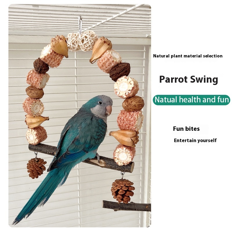 Wooden Parrot Swing Natural Log Bird Stand Pole Perched Wooden Mountain Parrot Toys photo 7