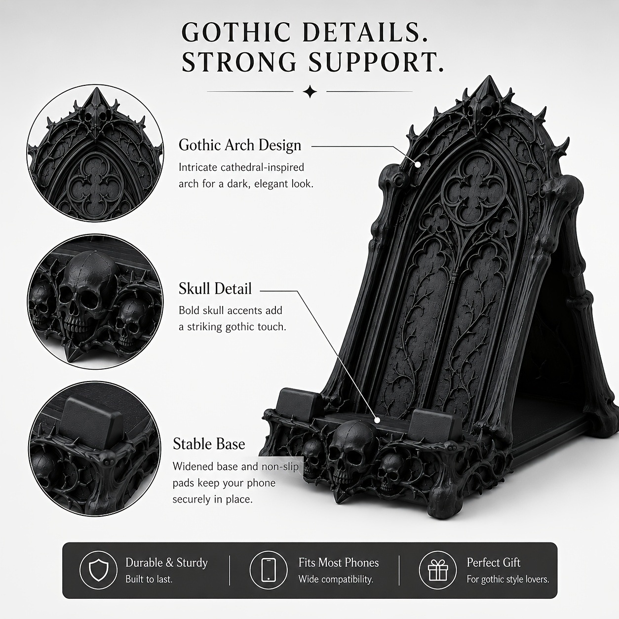 Mobile Phone Holder Black Desktop Decorative Stand For Home Use photo 2