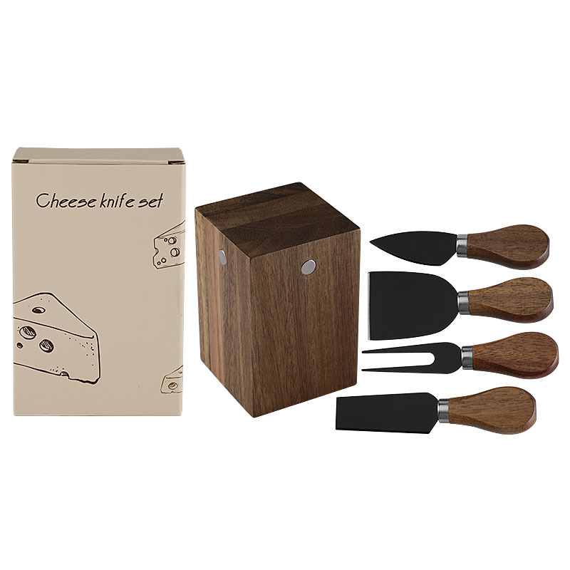 Acacia Wood Magnetic Stainless Steel Cheese Knife Set 5 Pieces photo 4