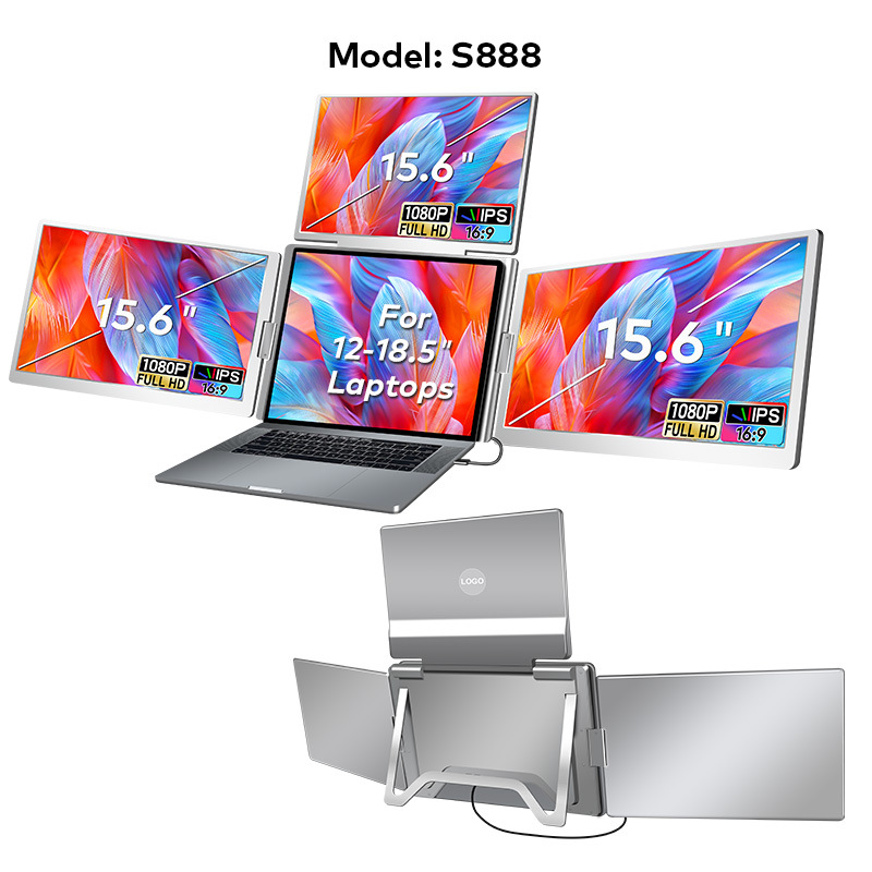 Portable Triple-screen Display Connect Three Screens With A Single Cable Laptop Secondary Display Monitor photo 4