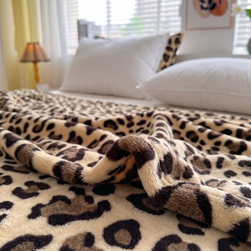 Double-sided Flannel Leopard-print Blanket photo 2