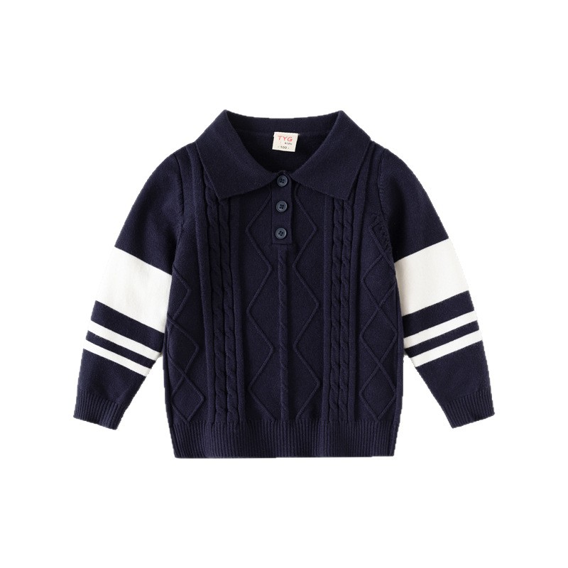 Casual Knitted Polo-neck Top For Boys photo 2