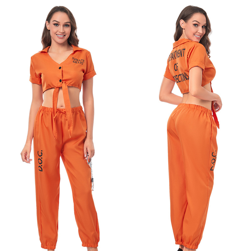 Orange Female Inmate Cosplay Role-playing Game Uniform photo 1
