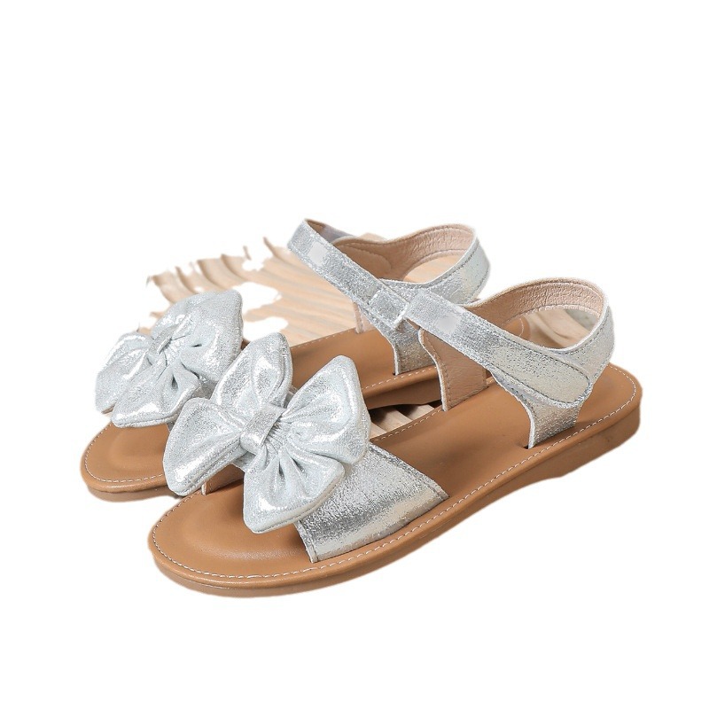 Summer New Arrival Silver Bow Knot Cute Baby Shoes photo 2