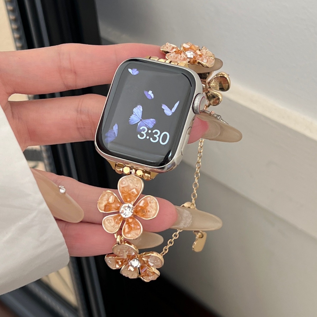 Versatile Pebble-flower Chain Metal Watch Strap photo 8