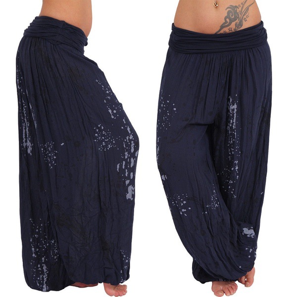 Women's Casual Loose Wide-Leg Pants With Digital Print And Drawstring photo 6
