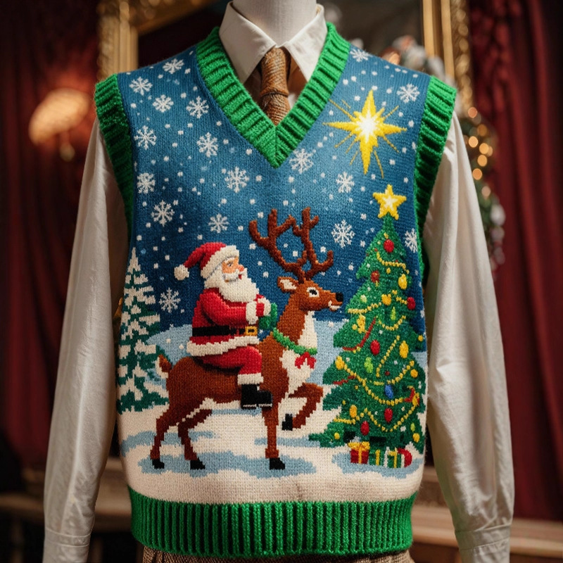V-neck Knitted Vest Sleeveless Waistcoat photo 3
