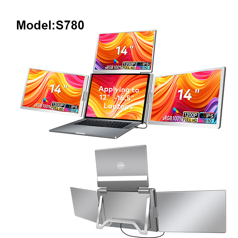 Portable Triple-screen Display Connect Three Screens With A Single Cable Laptop Secondary Display Monitor photo 6