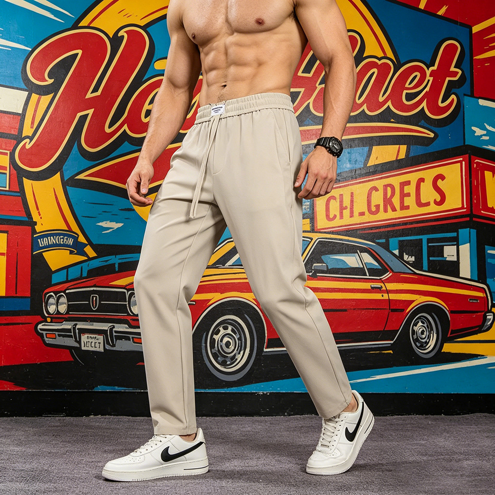 Men's Anti-wrinkle Elastic Waist Micro-cone Straight Casual Pants photo 2