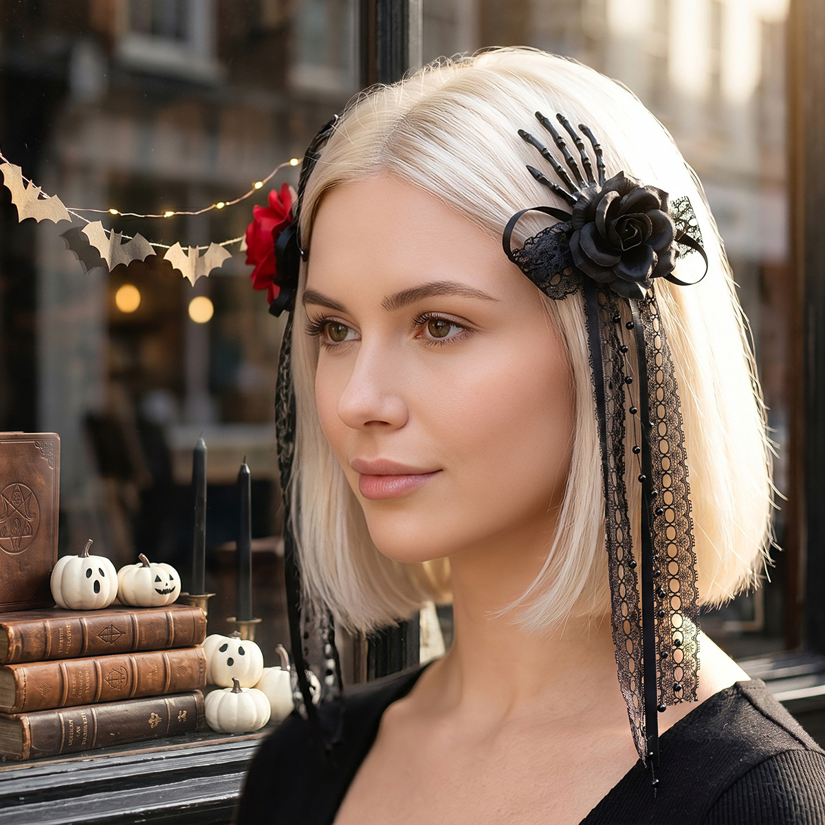 Rose Long Ribbon Side Clip Hair Accessory Party Hairpin photo 1
