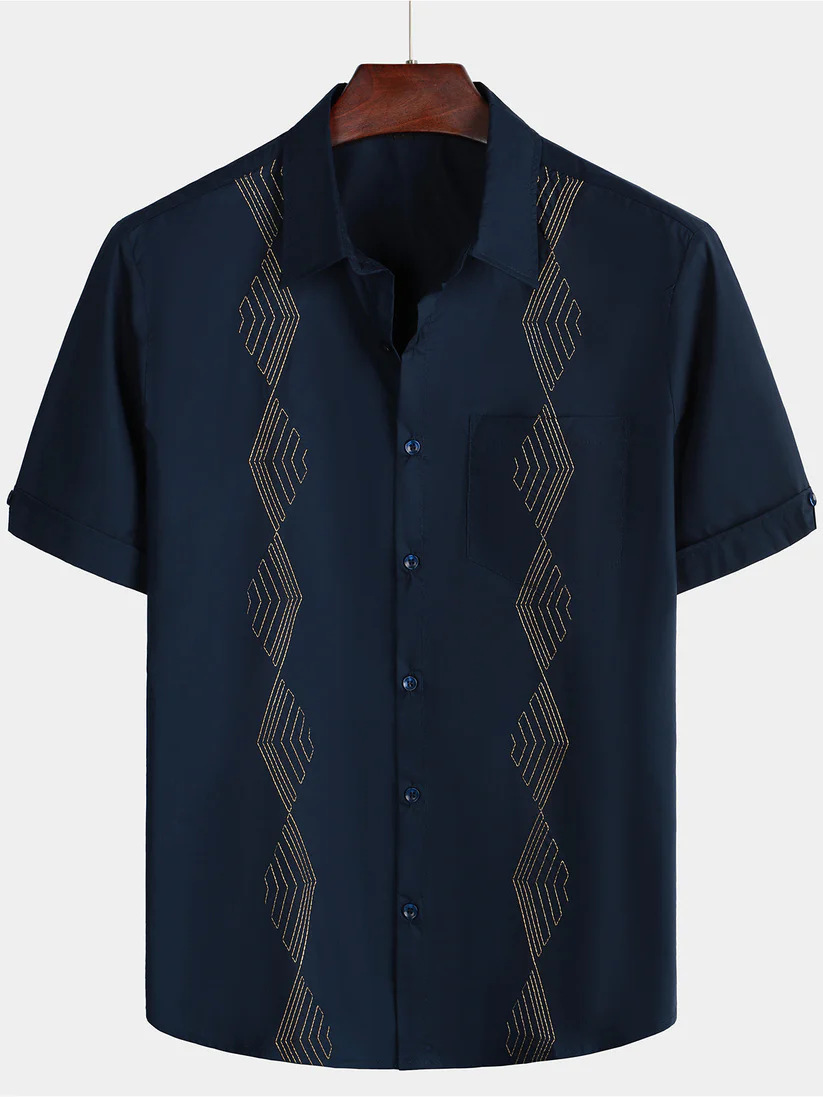 Short-sleeved Lapel-printed Loose-fitting Casual Shirt photo 8