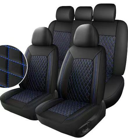 Single-line Diamond-pattern PU Leather Car Seat Cover photo 3