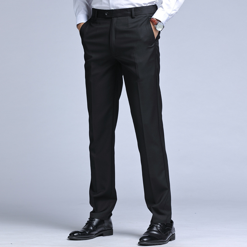 Men's Solid Color Versatile Straight Leg Suit Pants photo 1