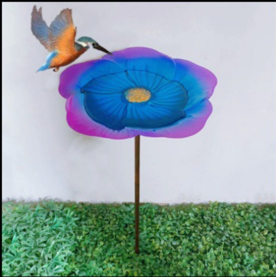 Ground Metal Flower With Sheep Hook Bird Feeder photo 2