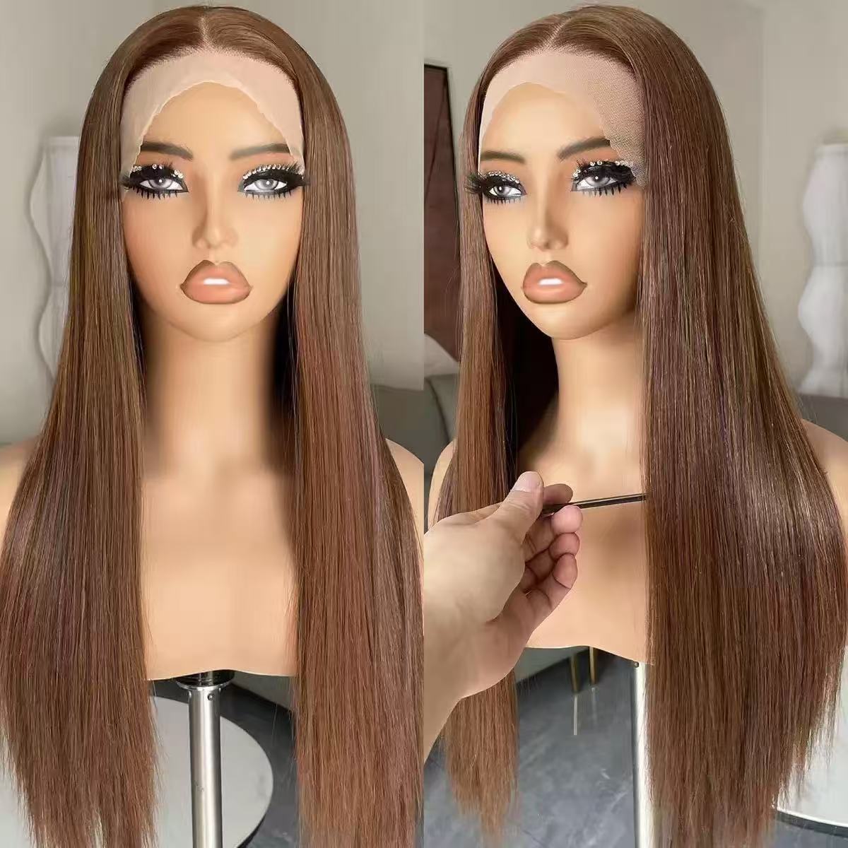Womens European And American-style Fashionable Multi-colored Straight Wigs photo 2