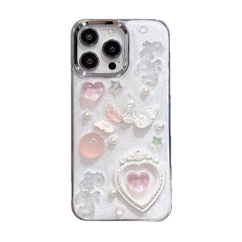 Heart-shaped Epoxy Pearl Epoxy Phone Case photo 6
