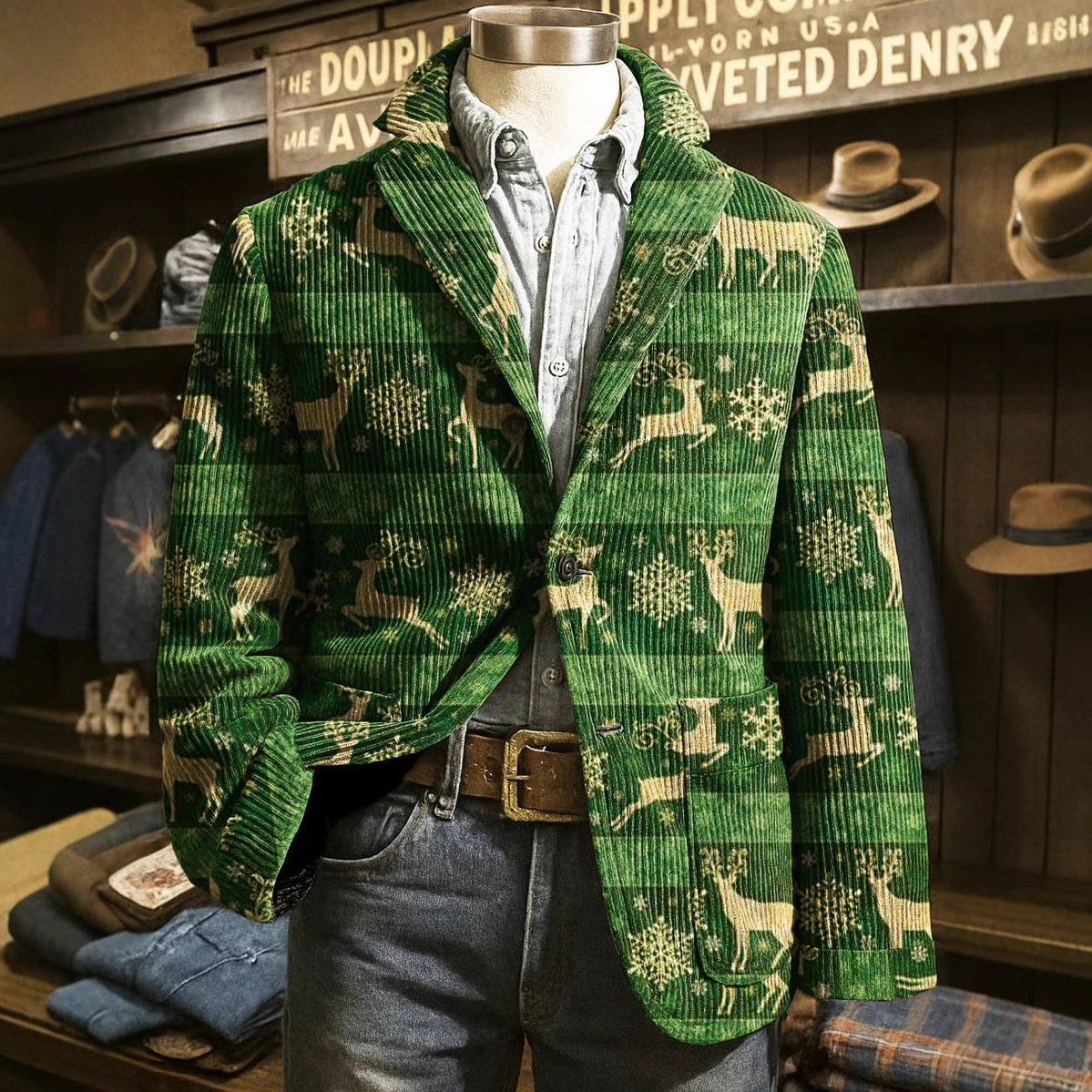 Christmas-themed Corduroy Suit With Pockets photo 5