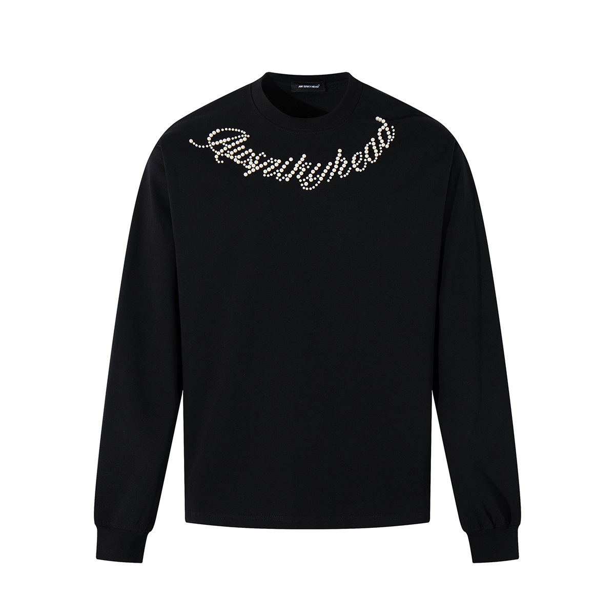Beaded Letter Pearl Heavyweight Crewneck Hoodie For Couples photo 6
