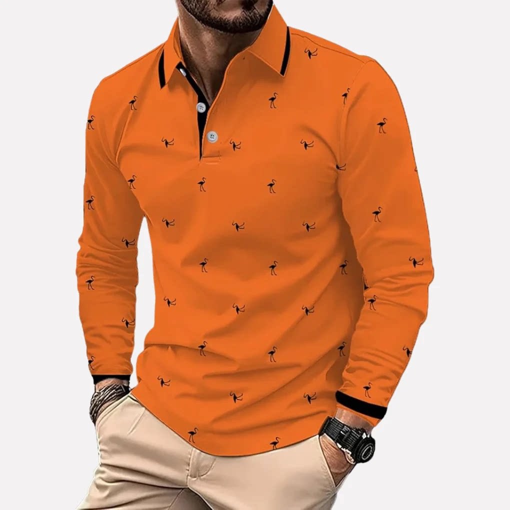 Men's Color-Block Long-Sleeved Button-Up Top photo 5