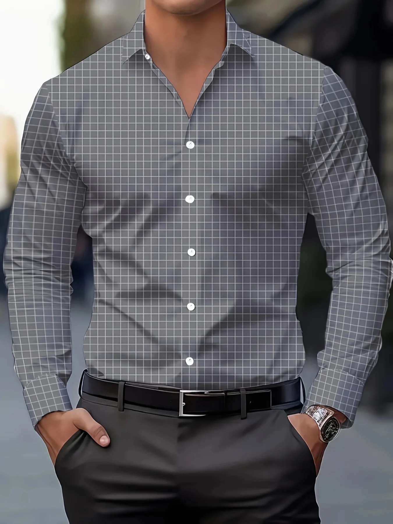 Autumn Men's Loose 3D Striped Shirt photo 3