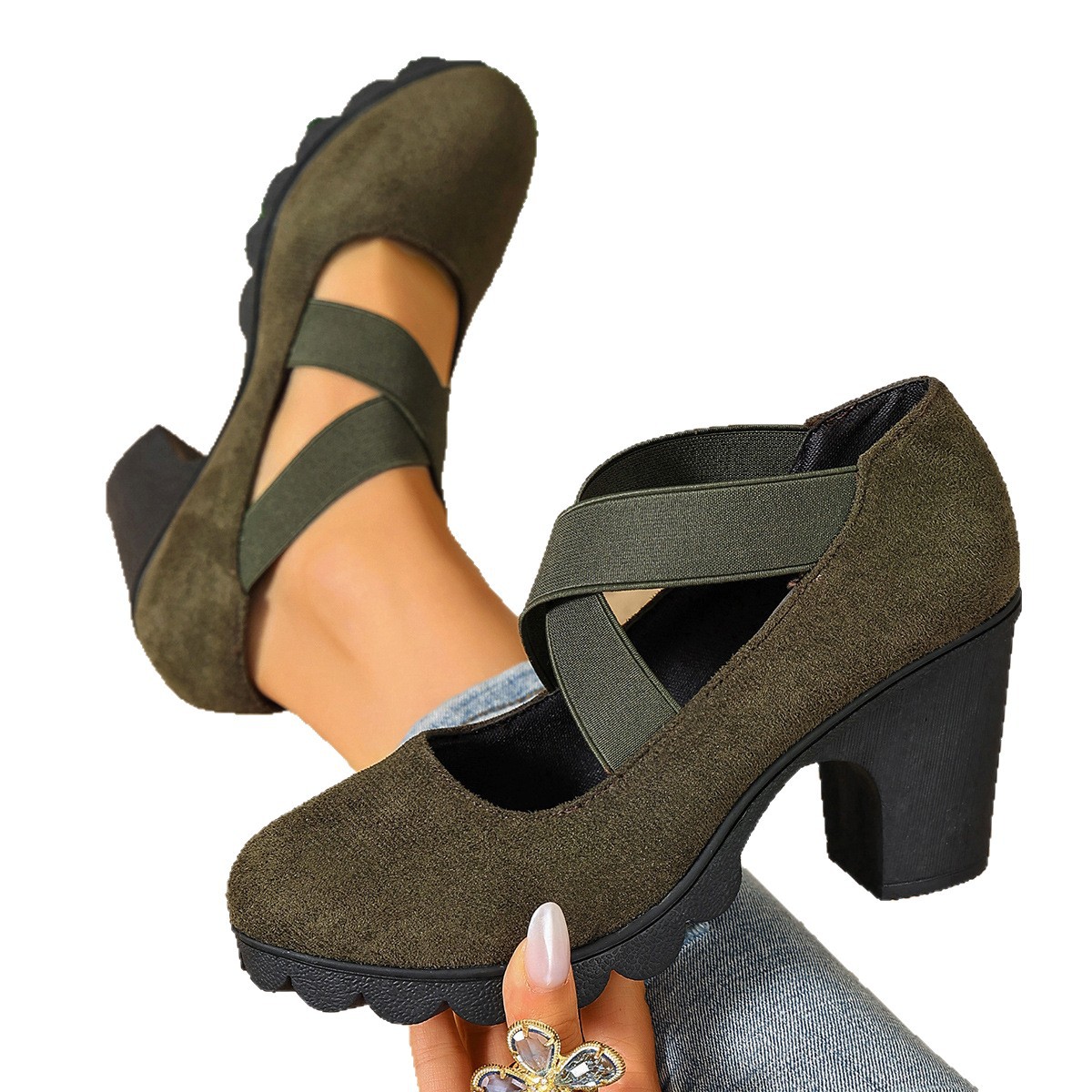 Retro Cross-strap Platform High Heels photo 2