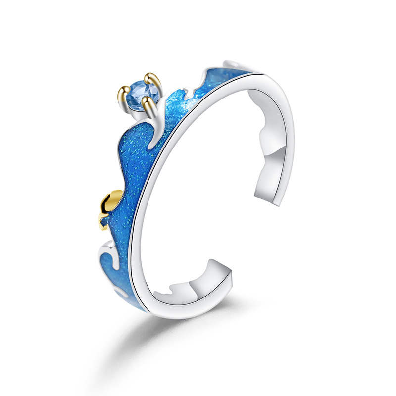 925 Silver Ring Inlaid With Swiss Blue Topaz Exuding Elegance And Sophistication photo 3